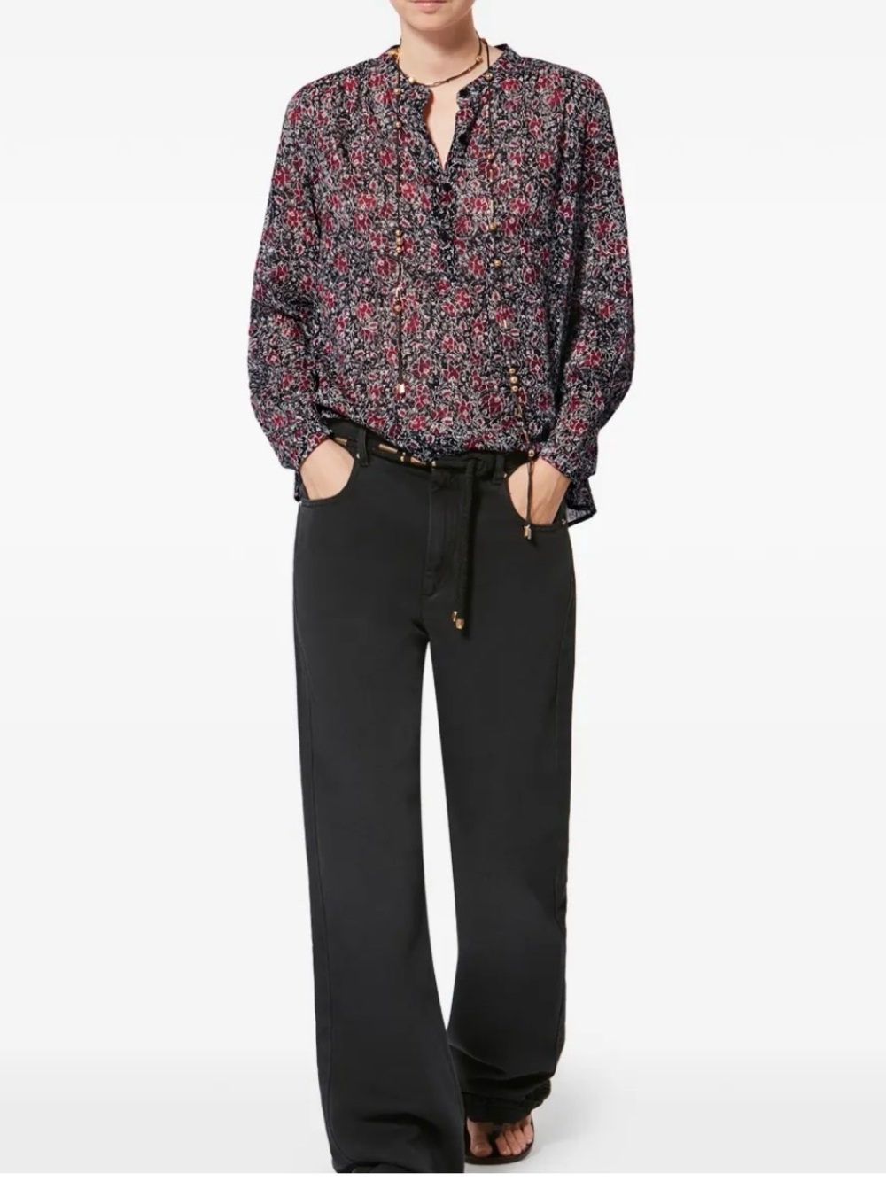 MARANT ÉTOILE Isabel Marant MARIA Floral-Pattern Blouse Tunic Top FR Size 40